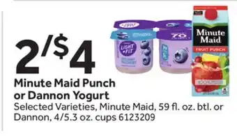 Stop&Shop Minute maid punch or dannon yogurt offer