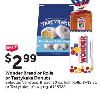 Stop&Shop Wonder bread or rolls or tastykake donuts offer