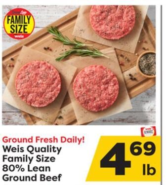 Weis Markets Weis quality family size 80% lean ground beef offer