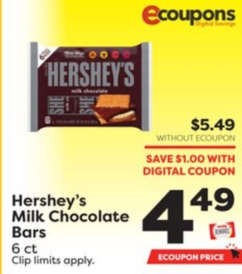 Weis Markets Hershey's milk chocolate bars offer