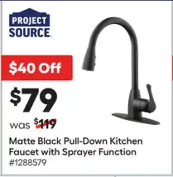 Lowe's Matte black pull-down kitchen faucet with sprayer function offer