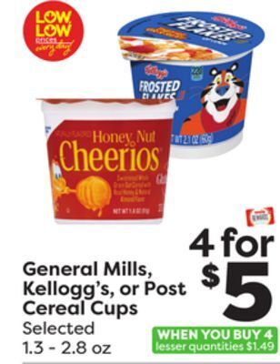 Weis Markets General mills, kellogg's, or post cereal cups offer