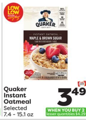 Weis Markets Quaker instant oatmeal offer