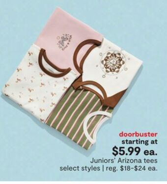 JC Penney Juniors' arizona tees offer