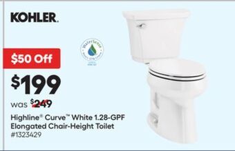 Lowe's Highline® curve™ white 1.28-gpf elongated chair-height toilet offer