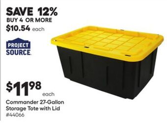 Lowe's Commander 27-gallon storage tote with lid offer