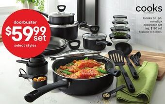 JC Penney Cooks 30-pc. nonstick cookware set offer