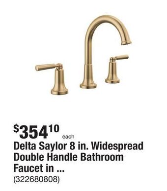 The Home Depot Delta saylor 8 in. widespread double handle bathroom faucet in brushed gold offer
