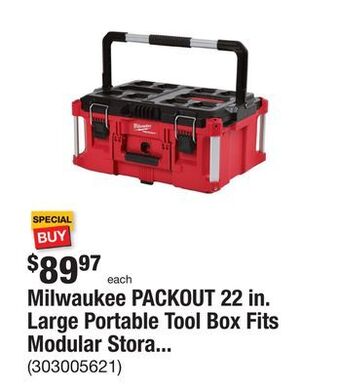 The Home Depot Milwaukee packout 22 in. large portable tool box fits modular storage system offer