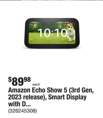 The Home Depot Amazon echo show 5 (3rd gen, 2023 release), smart display with deeper bass and clearer sound, charcoal offer