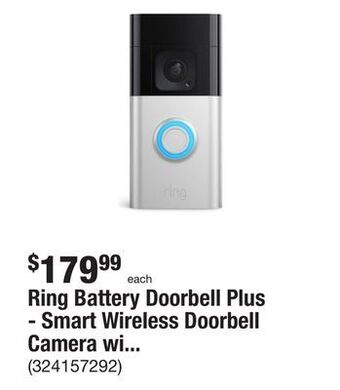 The Home Depot Ring battery doorbell plus - smart wireless doorbell camera with head-to-toe hd+ video, 2-way talk, motion detection & alerts offer