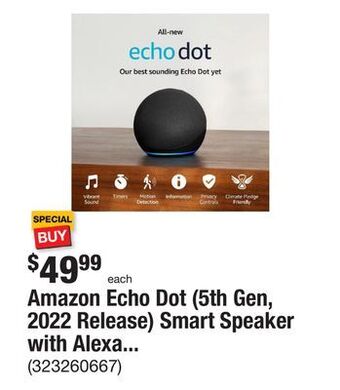 The Home Depot Amazon echo dot (5th gen, 2022 release) smart speaker with alexa charcoal offer