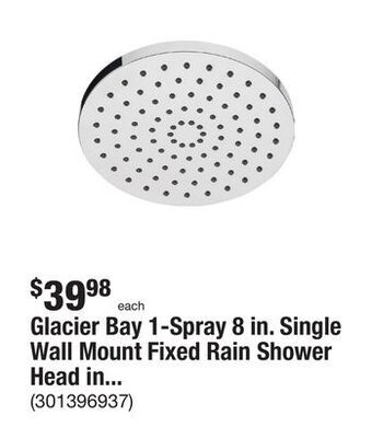 The Home Depot Glacier bay 1-spray 8 in. single wall mount fixed rain shower head in chrome offer