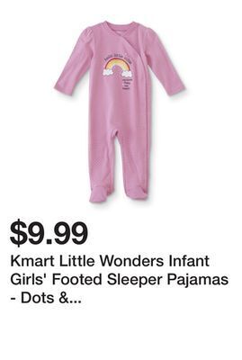 Kmart Kmart little wonders infant girls' footed sleeper pajamas - dots & rainbows offer
