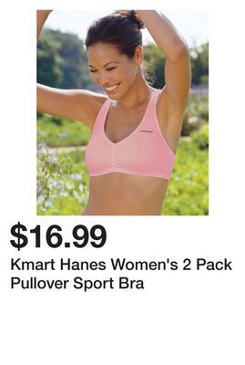 Kmart Kmart hanes women's 2 pack pullover sport bra offer