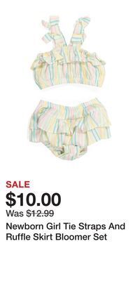 TJ Maxx Newborn girl tie straps and ruffle skirt bloomer set offer
