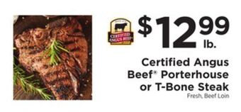ShopRite Porterhouse or t-bone steak offer