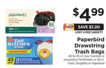 ShopRite Drawstring trash bags offer