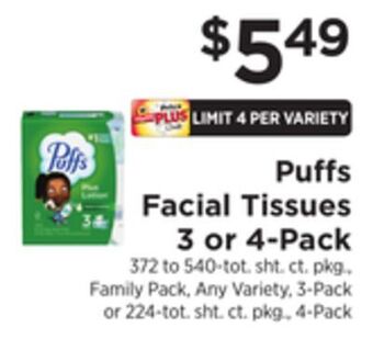 ShopRite Facial tissues 3 or 4-pack offer