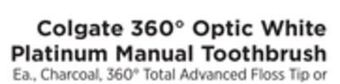 ShopRite 360° optic white platinum manual toothbrush offer