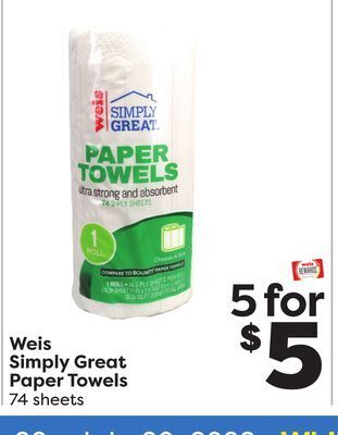 Weis Markets Weis simply great paper towels offer