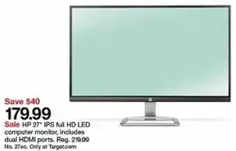 Target HP 27" IPS Full HD LED Computer Monitor Includes Dual HDMI Ports offer