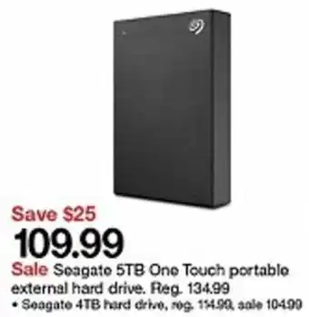 Target Seagate 5TB One Touch Portable External Hard Drive. offer