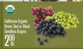 Jewel-Osco California Organic Green Red Or Black Seedless Grapes offer