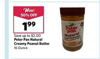 Grocery Outlet Peter Pan Natural Creamy Peanut Butter offer
