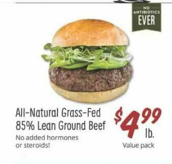 Sprouts Farmers Market All-natural Grass-fed 85% Lean Ground Beef offer