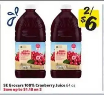 Winn Dixie Se Grocers 100% Cranberry Juice offer