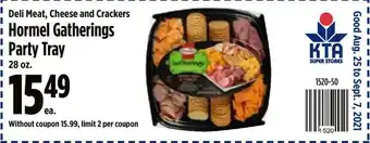 KTA Super Stores Deli Meat Cheese And Crackers Hormel Gatherings Party Tray offer