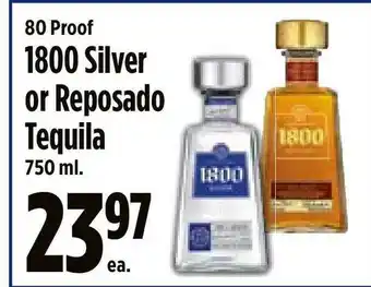 1800 Silver Or Reposado Tequila 80 Proof