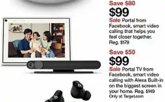 Target Portal From Facebook,Smart Video Calling That Helps You Feel Closer Together, Alexa Built-In On The Biggest Screen In Your Ho offer