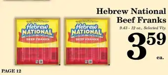 Harvest Foods Hebrew National Beef Franks offer