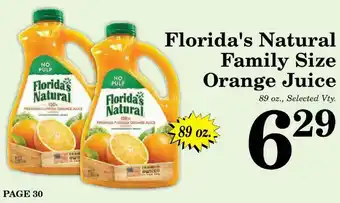 Harvest Foods Florida's Natural Family Size Orange Juice offer