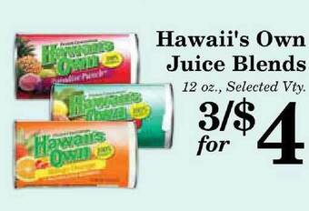 Harvest Foods Hawaii's Own Juice Blends offer