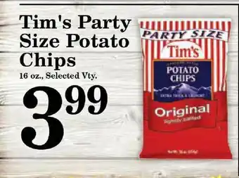 Harvest Foods Tim's Party Size Potato Chips offer