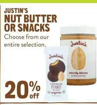 New Seasons Market Nut Butter Or Snacks Justin's offer