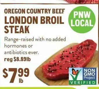 New Seasons Market London Broil Steak Oregon Country Beef offer