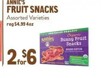 New Seasons Market Fruit Snacks Annie's offer