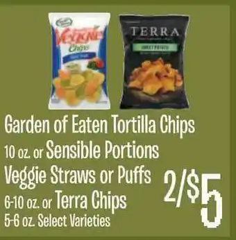 Jewel-Osco Garden Of Eaten Tortilla Chips Or Sensible Portions Veggie Straws Or Puffs offer