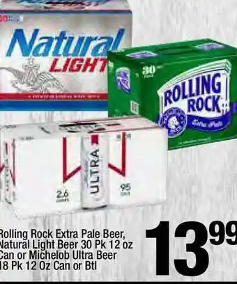 Super King Markets Rolling Orck Extra Pale Beer Natural Light Beer Can Or Michelob Ultra Beer offer