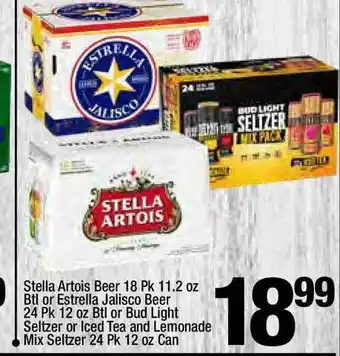 Super King Markets Stella Artois Beer Or Estrella Jalisco Beer Or Bud Light Seltzer Or Iced Tea And Lemonad Mix Seltzer offer