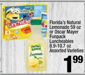 Super King Markets Florida's Natural Lemonade Or Oscar Mayer Funpack Luncheables Assorted Varieties offer