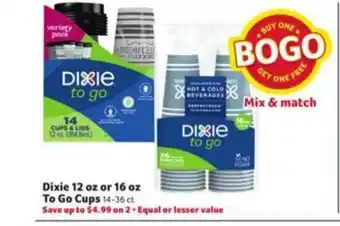 Winn Dixie Dixie 12 Oz Or 16 Oz To Go Cups offer