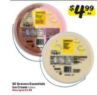 Winn Dixie Se Grocers Essentials Ice Cream offer