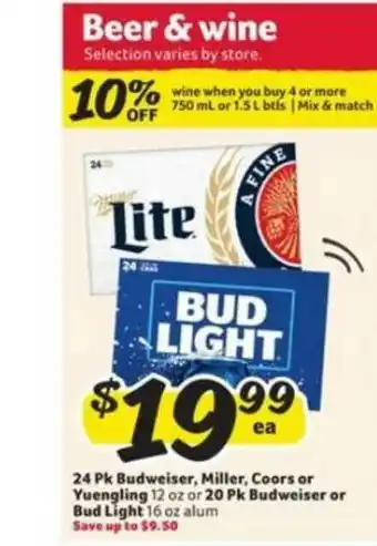Winn Dixie 24 Pk Budwesier Miller Coors Or Yeungling Budwieser Or Bud Light offer