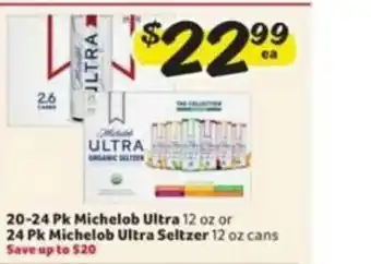 Winn Dixie 20-24 Pk Michelob Ultra 24 Pk Michelob Ultra Seltzer offer