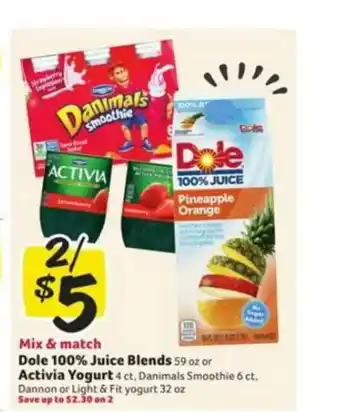 Winn Dixie Dole 100% Juice Blends Activia Yogurt offer